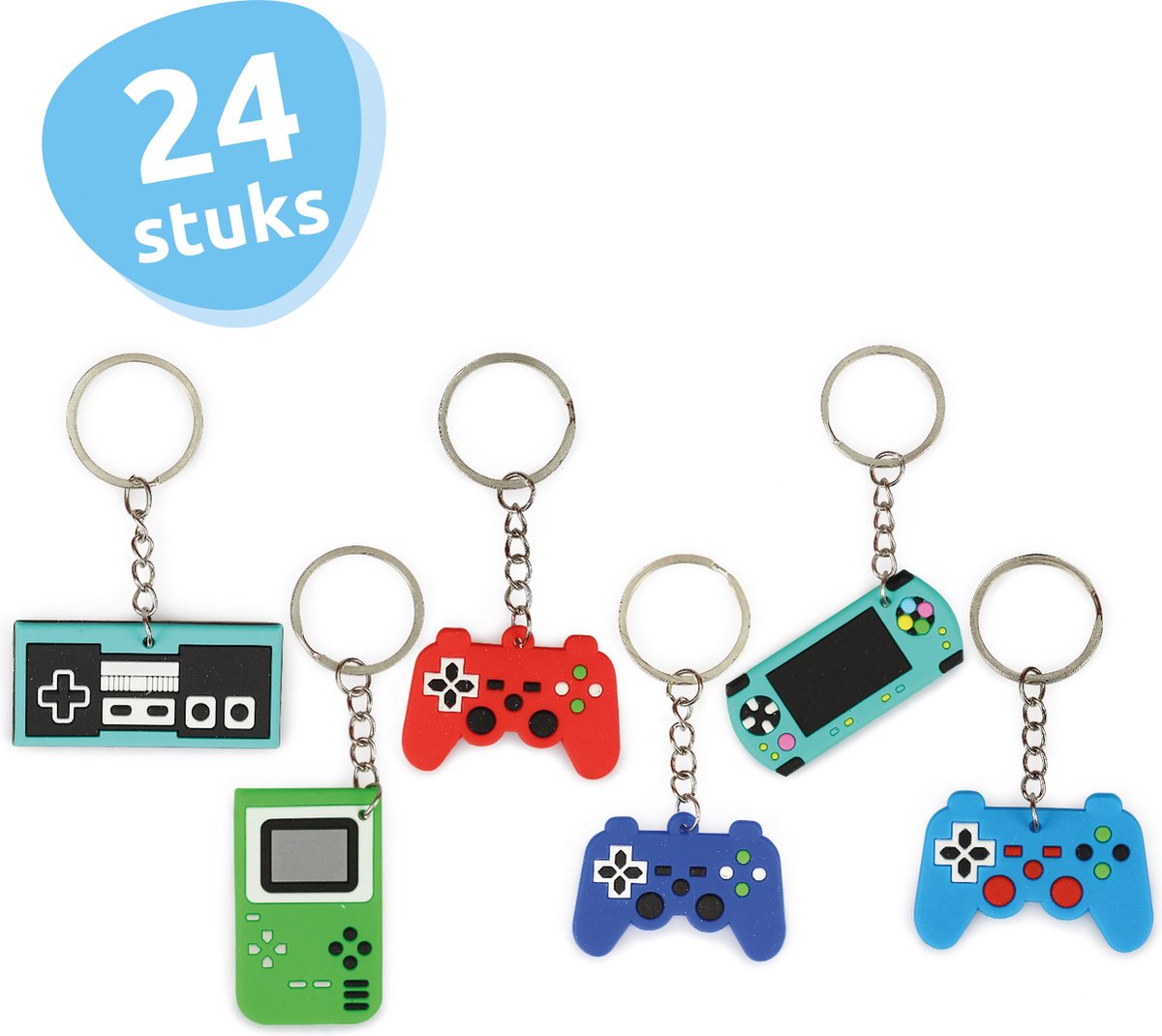 Isas Friends® - Uitdeelcadeautjes Sleutelhangers Games - 24 stuks - Traktatie